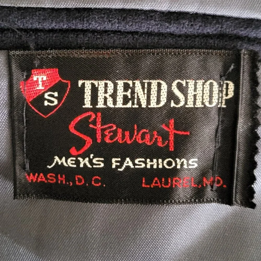Vintage Trend Shop Stewart Men's Navy Blue Wool Blazer with Gold Buttons Sz 44R